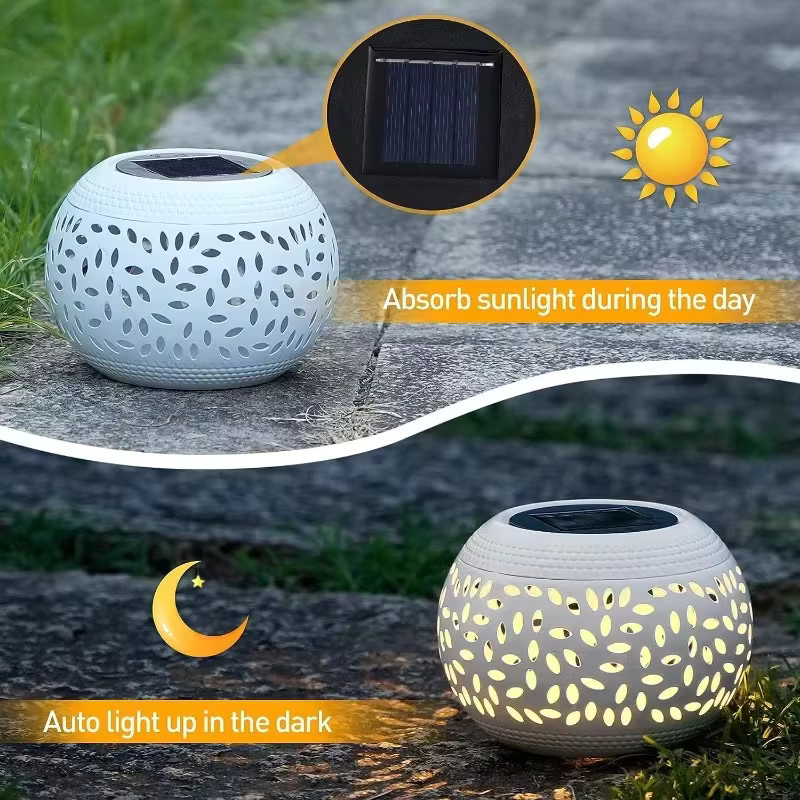 Leclstar Solar-LED-Gartenlaterne aus Metall in Weiß mit warmweißem Licht für Garten und Terrasse - Bild 2