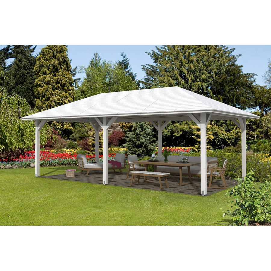 Skan Holz Pavillon Orleans 2 aus Fichte in Weiss lasiert B/T/H: 359 x 706 x 439 cm - Bild 2