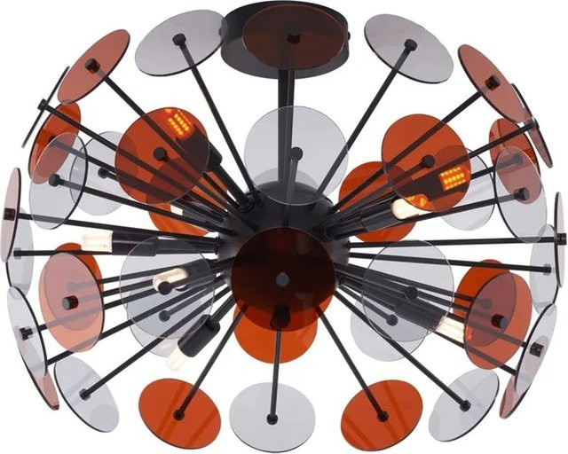 QAZQA Art-Deco Deckenleuchte in Schwarz mit Bernstein- und Rauchglas im Atomic-Design - Bild 1
