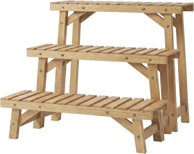 Relaxdays Blumenständer 3-teiliges Set aus Tannenholz in Natur Braun, 3-stufig, B/T/H: 70 x 25 x 19,5 cm, 70 x 25 x 33 cm und 70 x 25 x 49 cm - Bild 1