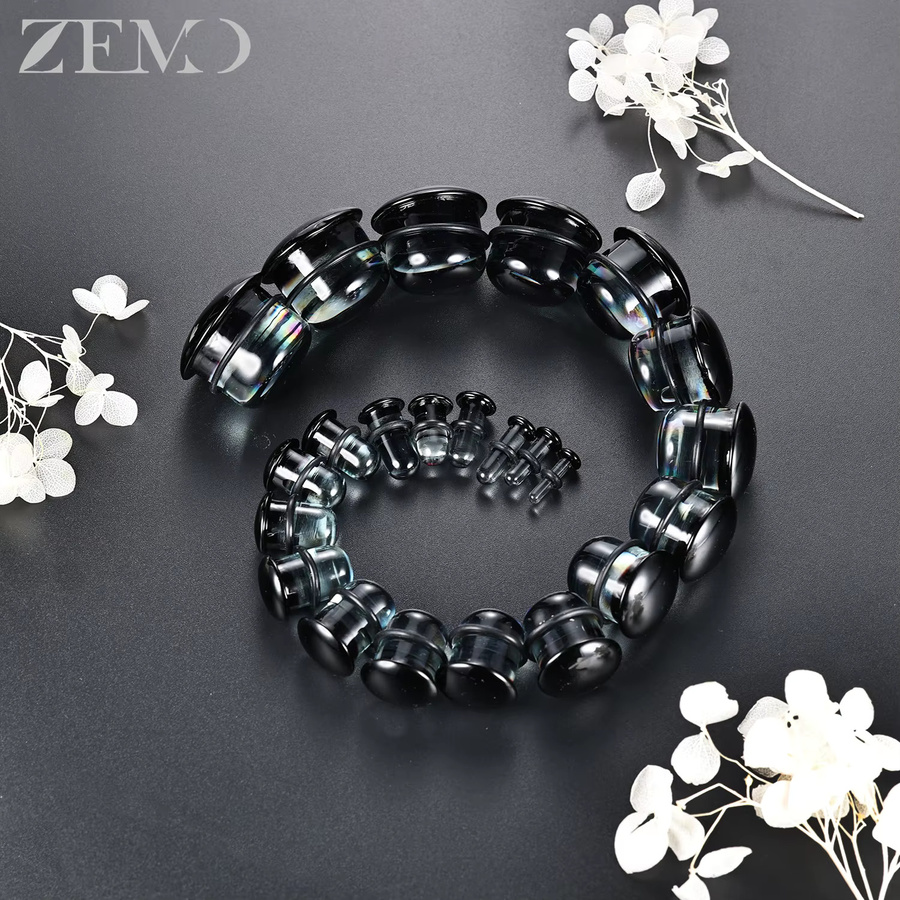 ZEMO Ohr Plug Tunnel, Glas, Schwarz, Unisex - Bild 4