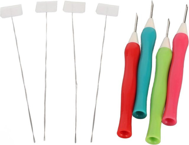 TOMTOP JMS Punch Needle Werkzeugset für DIY Stickerei, 4 Stück, Rot und Multicolour, 1,6 mm Durchmesser - Bild 1