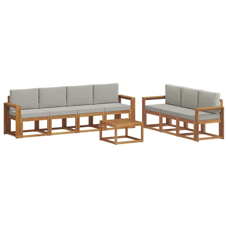 vidaXL Outdoor-Sofagarnitur mit Kissen 8-teilig in Natur und Hellgrau - Bild 2