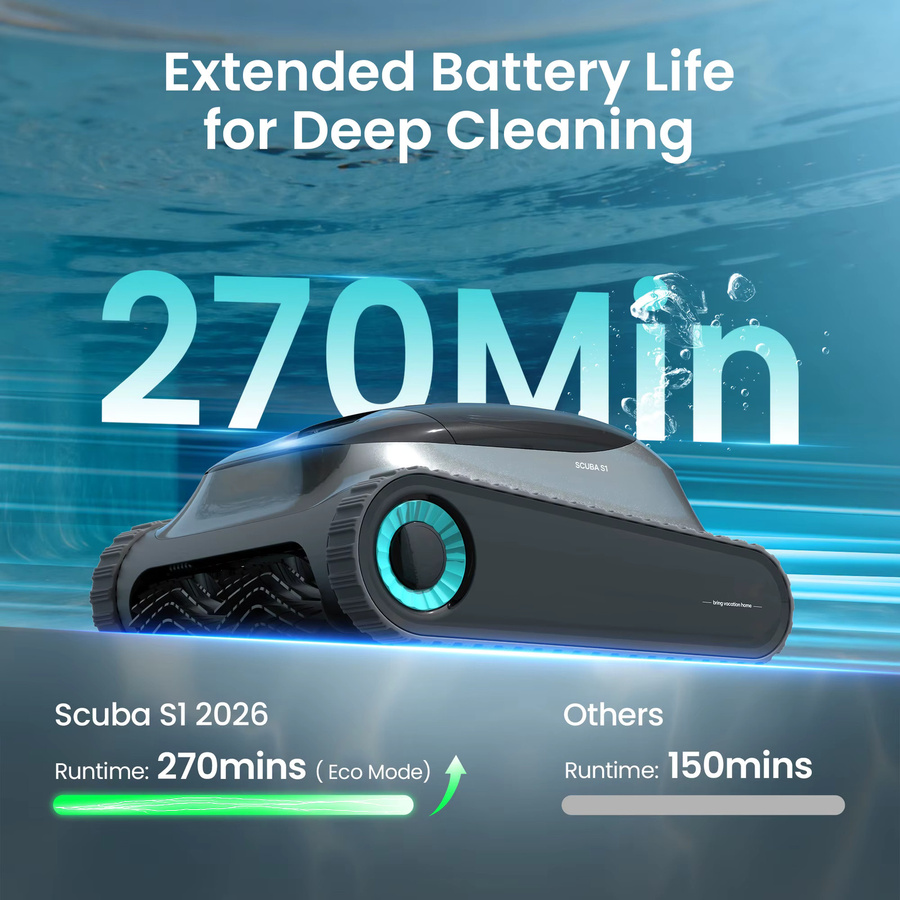 AIPER Scuba S1 Generalüberholter Pool-Roboter in Schwarz mit Boden- und Wandreinigung, Wasserlinienreinigung, Doppelfiltration, intelligenter Navigation und App-Steuerung - Bild 3