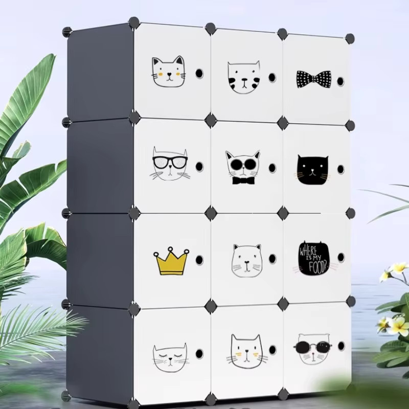 Moderner modularer Kleiderschrank aus Kunststoff mit Scharniertüren in Weiß - Bild 2