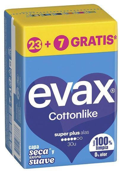 Evax Cottonlike Hygienebinden Super Plus mit Flügeln, 30 Stück - Bild 1