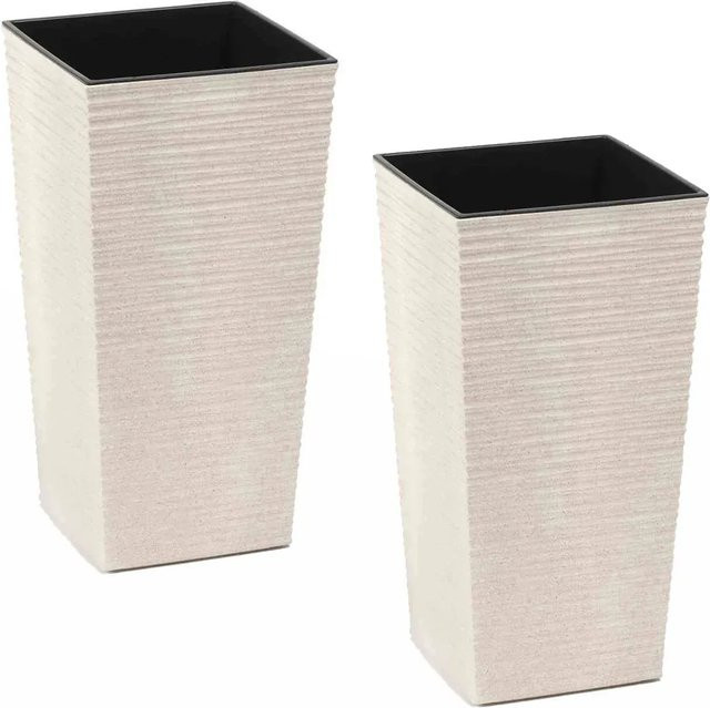 Siena Garden Pflanzgefäß Set Eco Nizza Weiß 2-teilig B/T/H: 30 x 30 x 57 cm - Bild 1