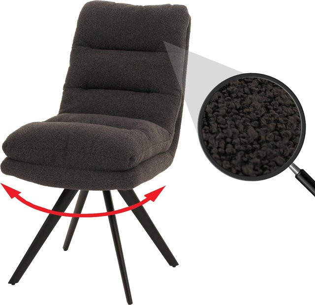 MCW Esszimmerstuhl G66 drehbar mit Auto-Return Funktion aus Bouclé in Dunkelgrau - Bild 1