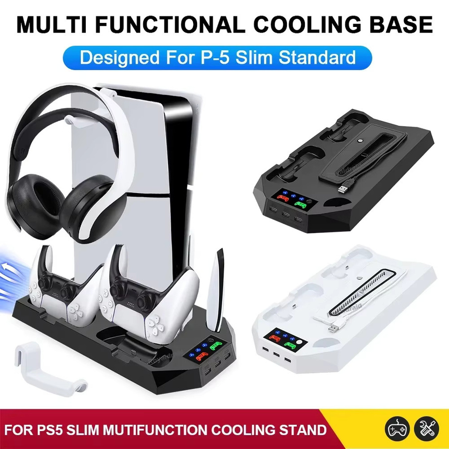 HeroAngel Kühlventilator und Controller-Ladestation für PS5 Slim Disc Digital Edition in Weiß - Bild 2