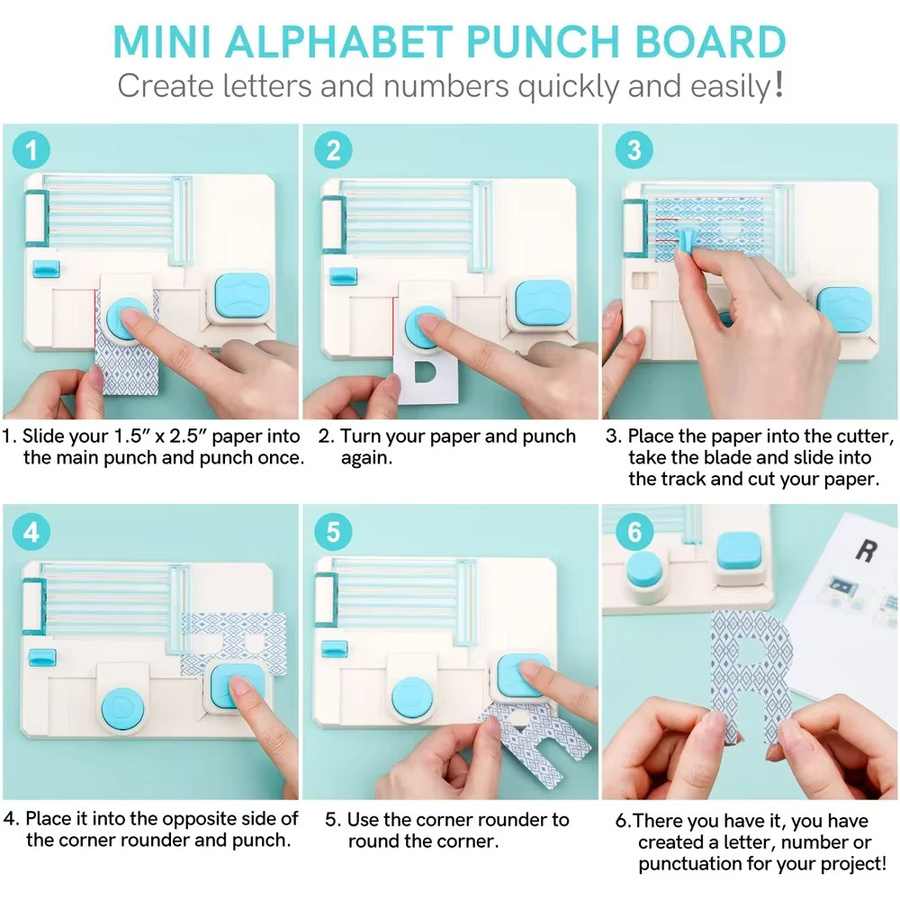 Mini Alphabet Punch Board DIY Brief Prägemaschine für Scrapbooking und Grußkarten in Weiß - Bild 1