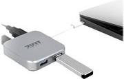 PORT Designs USB-C Hub mit 4 SuperSpeed USB 3.0 Ports für den Desktop in Schwarz und Silber - Bild 1