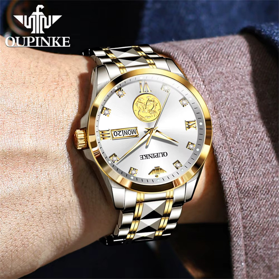 OUPINKE Armbanduhr, Automatik, Gold, Edelstahl, Herren - Bild 4