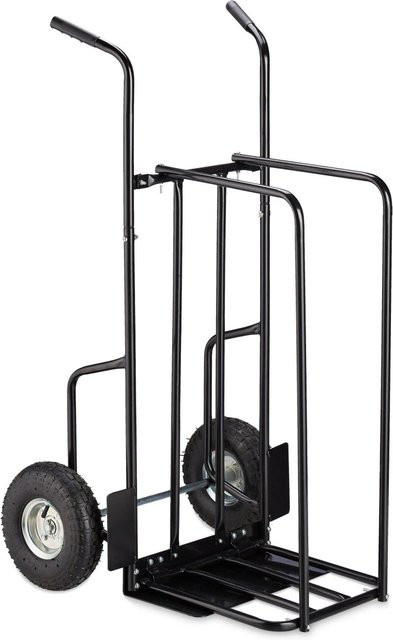 Relaxdays Kaminholzwagen XL aus Metall in Schwarz mit Luftreifen B/T/H: 120 x 63 x 65 cm - Bild 1