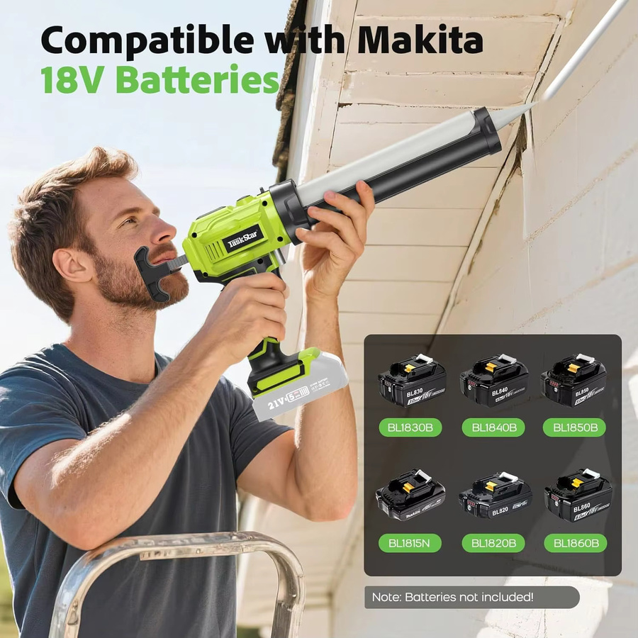 Taskstar Elektrische Kartuschenpistole kabellos mit LED-Licht und Kartuschenwerkzeugen für Makita kompatibel - Bild 5