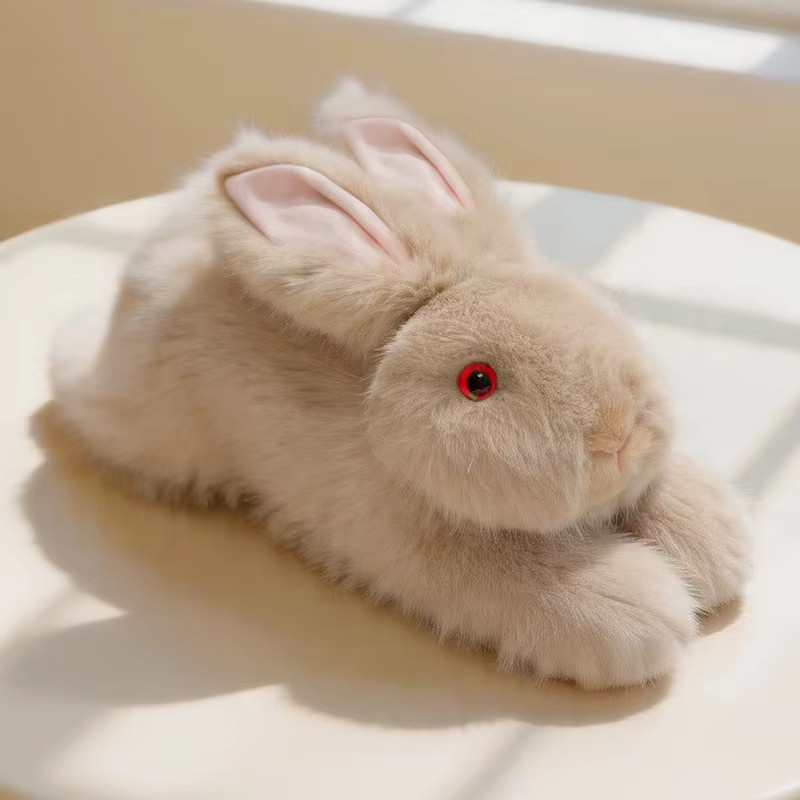MIAOOWA Angora-Kaninchen Plüschtier, 45cm, Braun, Langhaarig, Rote Augen - Bild 1