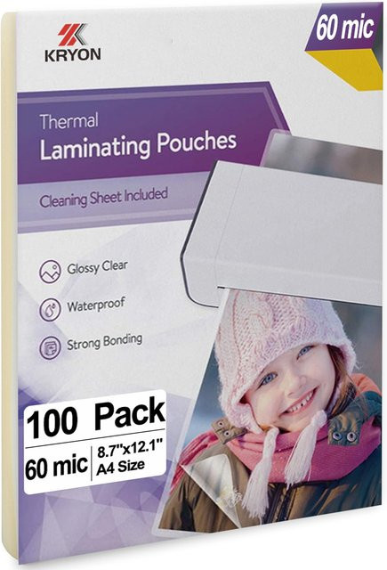 100er-Pack transparente A4 Thermo-Laminierbeutel aus Kunststoff, 60 Mikron, langlebige Laminierblätter für Thermo-Laminiergeräte - Bild 1