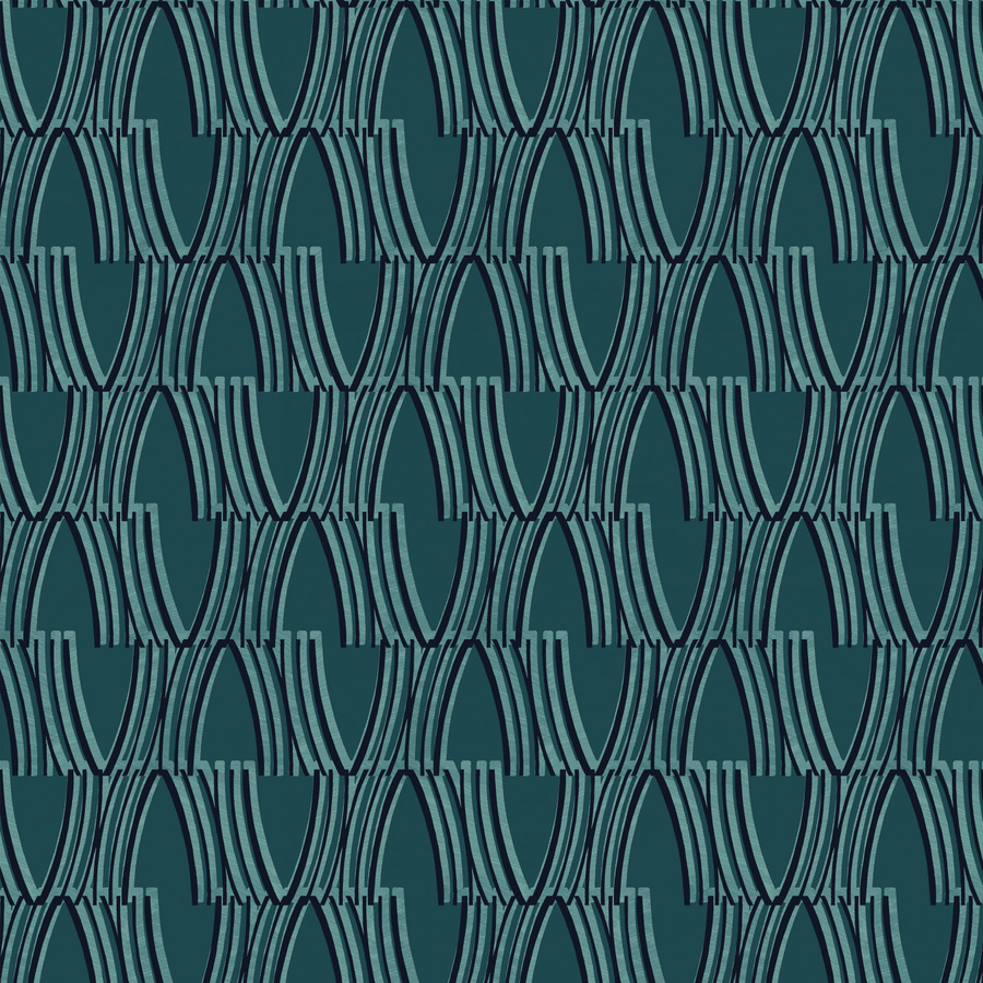 Nobilis Wallpaper Tempera COS193 Vlies Tapete in Petrol und Türkis mit geometrischem Art Deco Design und mattem Finish - Bild 1