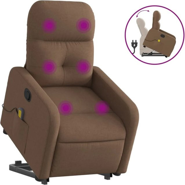 vidaXL Massagesessel mit Aufstehhilfe in Braun aus Stoff - Bild 1