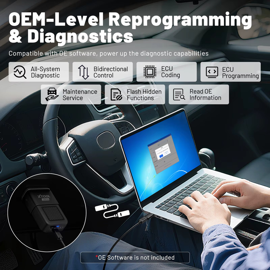 XTOOL XTS500 J2534 Passthru Programmierer Enhanced VCI in Schwarz mit CANFD und DoIP für OEM-Level ECU Programmierung und Autodiagnose kompatibel mit über 18 Fahrzeugmarken - Bild 2
