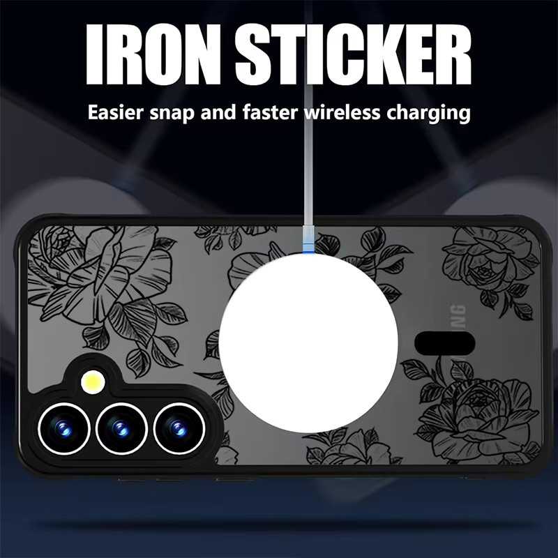Magnetische Acryl-Handyhülle mit weißem Blumenmuster für Samsung Galaxy S26 S25 S24 S23 S22 Ultra Plus FE und S25 Edge - Bild 2