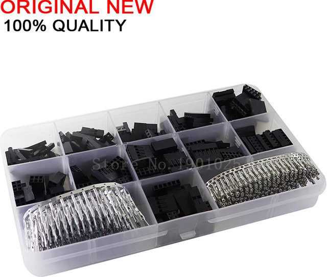 620-teiliges Dupont Stecker Set mit 2,54mm Jumper Draht Pin Header Gehäuse Kit in Schwarz inklusive männliche Crimp Pins und weibliche Pin Terminal Stecker - Bild 1