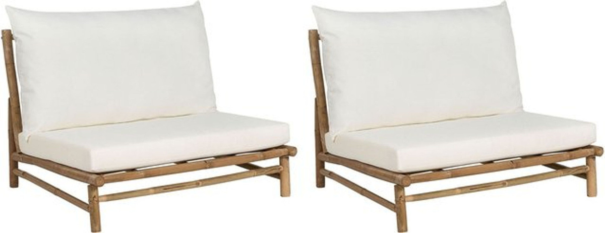 BELIANI Todi Set aus 2 Stühlen und Sitzkissen aus Bambusholz in Beige und Cremeweiß im skandinavischen Design - Bild 1