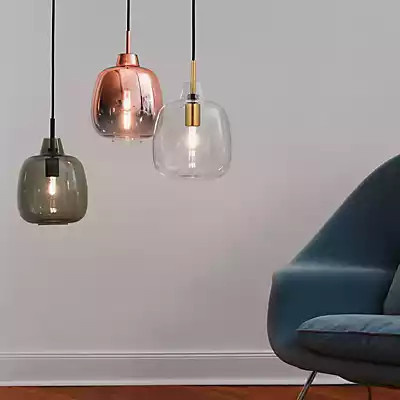 Mawa Gangkofner Bergamo Pendelleuchte mit transparentem Glas, Messingstab und schwarzem Kabel - Bild 1