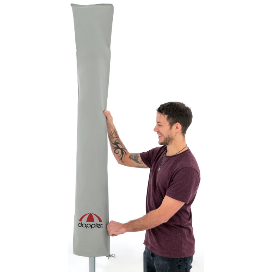 Doppler Expert Schirmhülle für Sonnenschirme und Mittelmastschirme aus Polyester in Grau, B/H/T: 25,5 x 152 x 25,5 cm - Bild 5