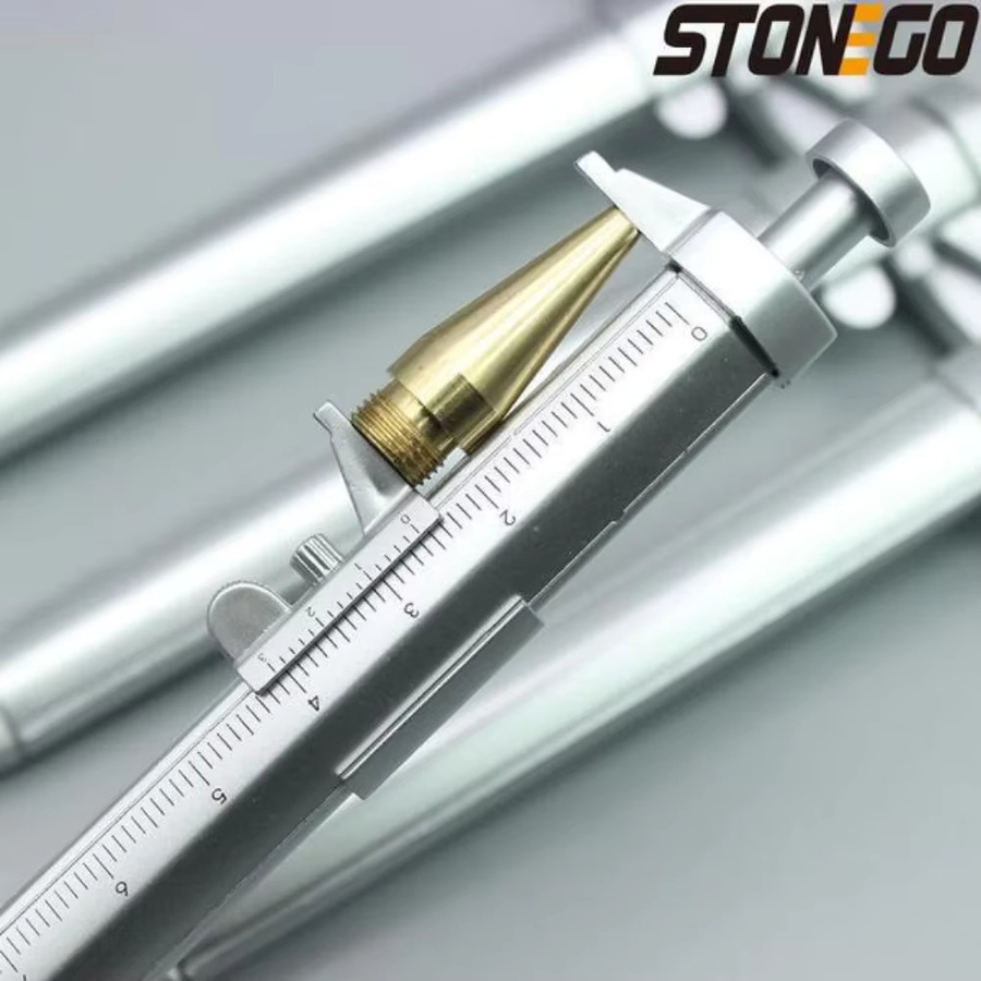STONEGO Multifunktionaler Kugelschreiber in Silber mit Messwerkzeug und Lineal aus Metall - Bild 3