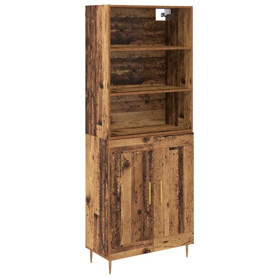 vidaXL Highboard Altholz in Braun aus Holzwerkstoff mit internen Regalen, B/T/H: 69,5 x 34 x 180 cm - Bild 2
