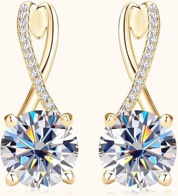 Taoyu Creolen, Moissanit, Silber, Gold, Damen - Bild 1