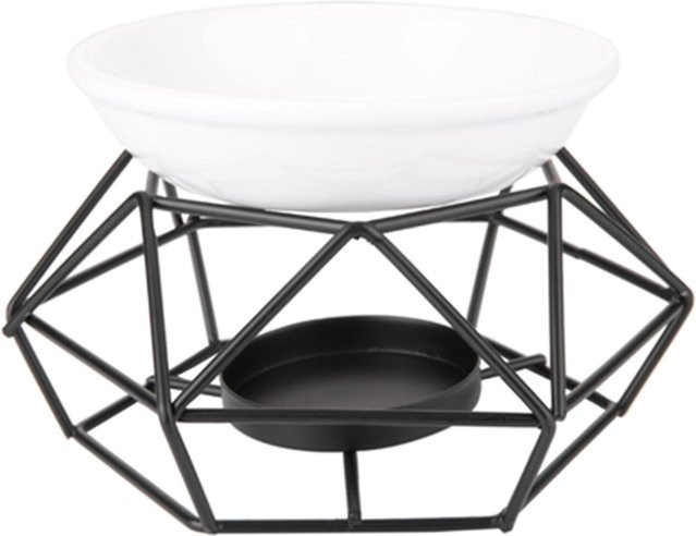 Tooarts Aroma Brenner aus Keramik und Metall in Geometrischem Design, Grau und Weiß, B/T/H: 12,0 x 8,0 x 2,0 cm - Bild 1