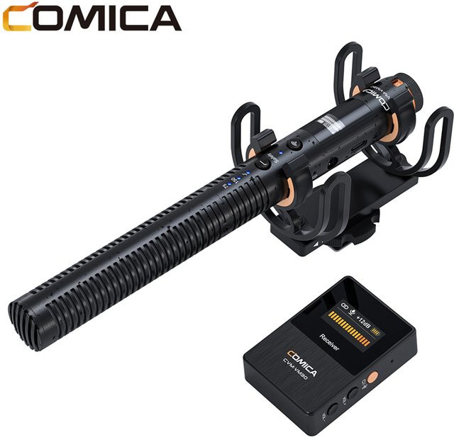 Comica VM30 2,4G Kamera-Mikrofon Nieren-Kondensatormikrofonsystem mit OLED-Bildschirm und 3,5-mm-Anschluss in Schwarz - Bild 1