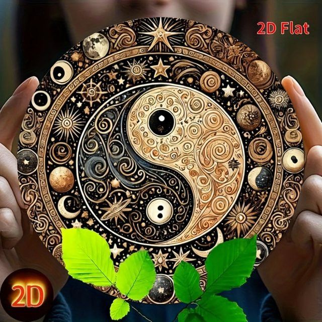 HELLOYOUNG Yin Yang Feng Shui Metallschild als Hängedekoration für Innen- und Außenbereich - Bild 1