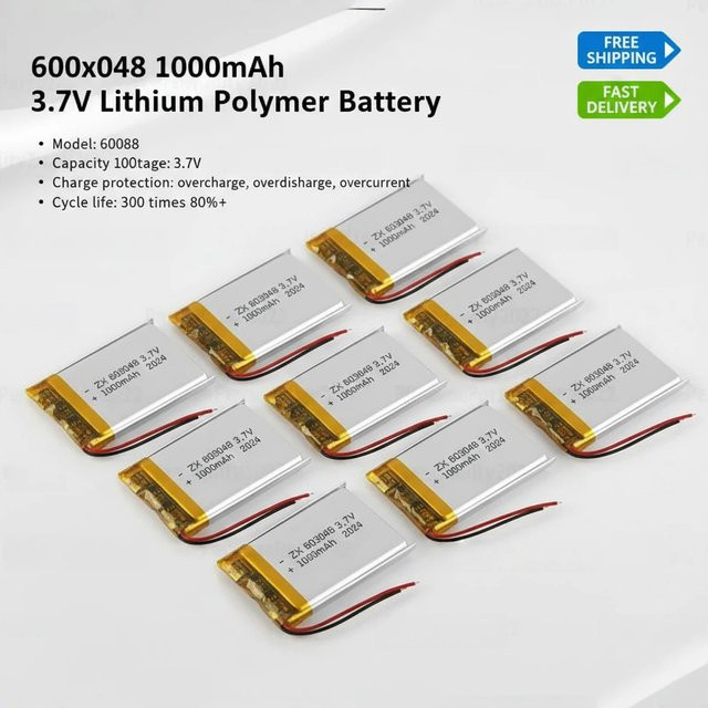 Koonenda Lipo-Akku 3,7V 1000mAh Lithium-Polymer-Zelle in Silber für LED-Licht, Smart-Audio und Schönheitsinstrumente Ersatzakku 603048 603050 - Bild 1