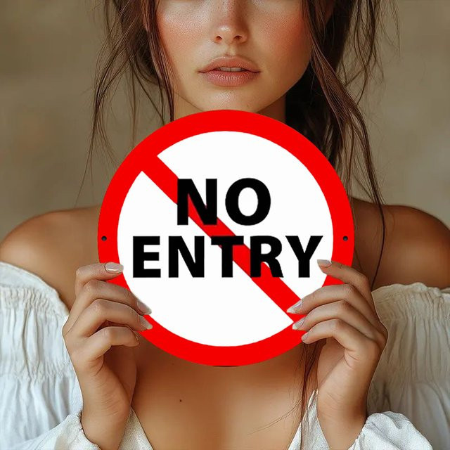 Potdemiel Vintage-Schild No Entry aus Eisen, rundes Warnschild in Rot, Durchmesser: 20 cm - Bild 1