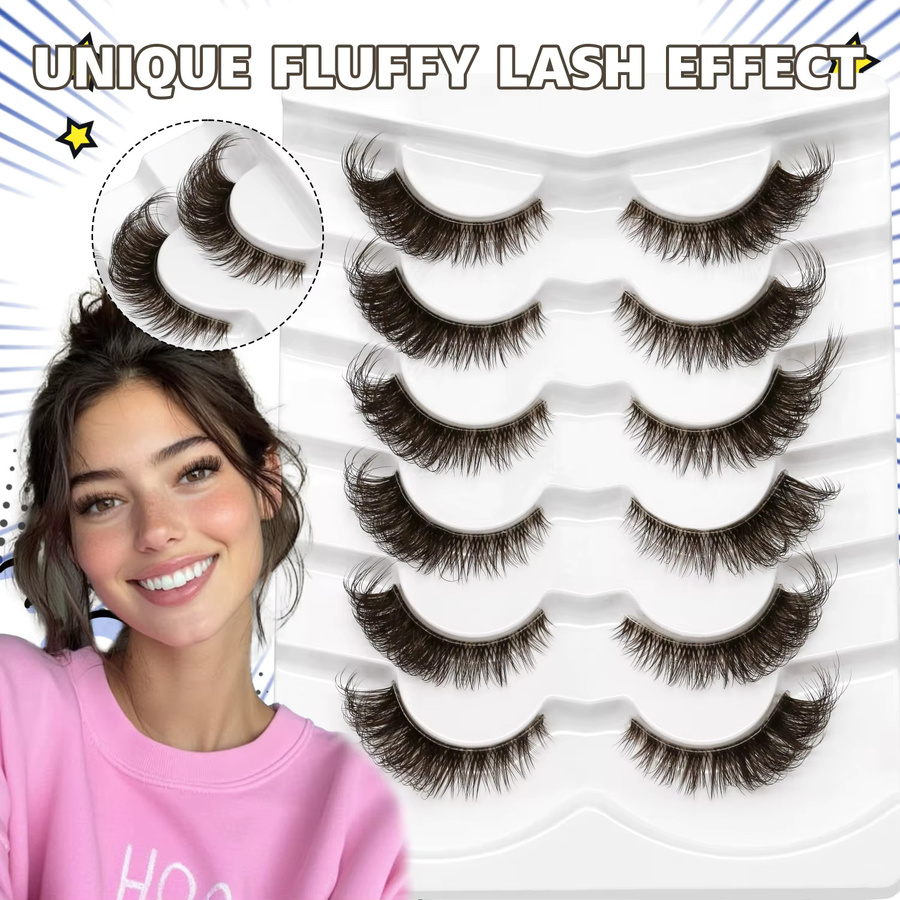 VELTRINAY Falsche Wimpern, Braun, Natürlich, Unisex - Bild 2