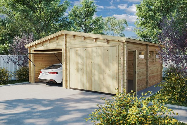 Doppelgarage Deluxe E aus Holz als Bausatz, Maße: 6 x 6 m - Bild 1