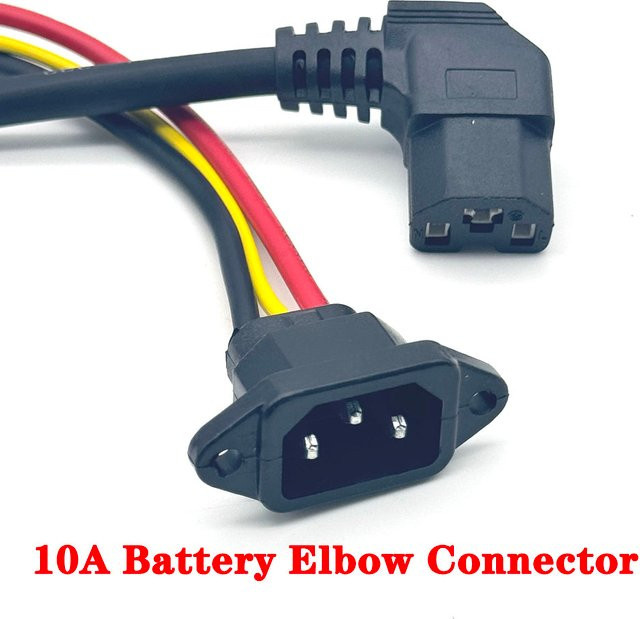 LAJQTAO E-Bike-Akku-Ladestecker mit drei vertikalen Ladebuchsen, 12AWG-Kabel und Winkelanschluss für 60V 72V Elektrofahrzeuge, Schwarz - Bild 1
