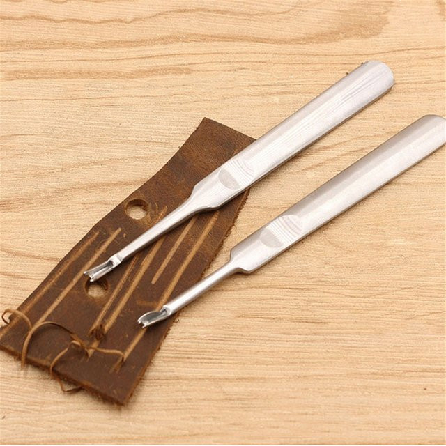 2er-Set Lederhandwerk Werkzeug Set mit U- und V-förmigen Kantenabschneidern und Skiving Edge Beveler in Silber - Bild 1