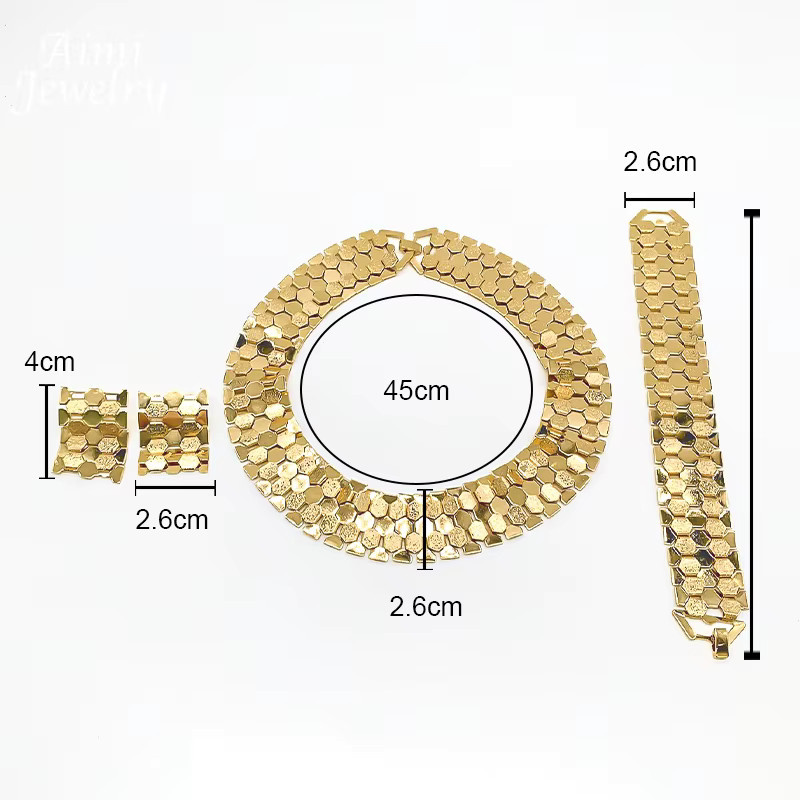HIPUNK Schmuckset Halskette, Ohrringe, Armband, 18K vergoldet, Damen, Vintage - Bild 5