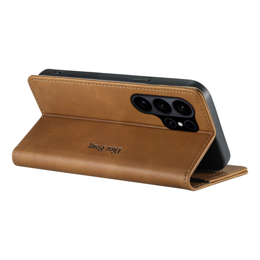 Business Lederhülle für Samsung Galaxy S26 Ultra S25 S24 Plus S23 S22 FE A17 A37 A57 A27 A16 A26 A36 A56 mit RFID-Schutz und Brieftaschenfunktion in Braun - Bild 2