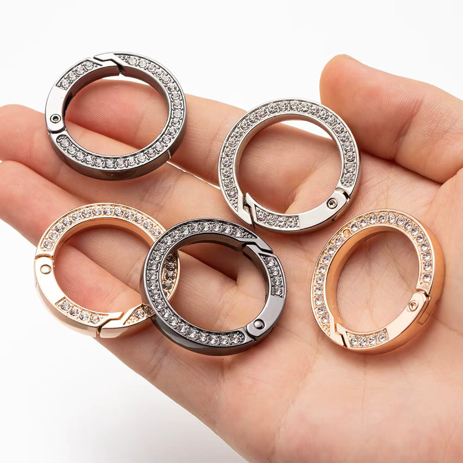 5 Stück O Ringe Strass, Runde Haken Clip Karabiner Schnalle - Bild 3