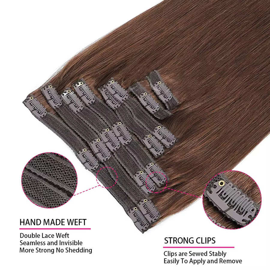 mayfive Clip-in-Extensions, schokoladenbraun, echtes menschliches Haar, 8 Stück, 120 g - Bild 4