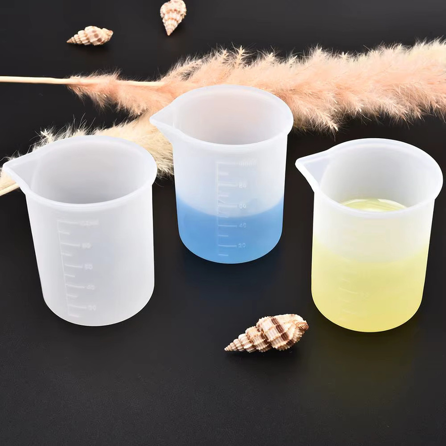 5er Set Silikon Messbecher von LIEBE ENGEL, transparent mit Skala, 100 ml, ideal für Lebensmittel und DIY-Projekte wie Epoxidharz oder Schmuckherstellung - Bild 2