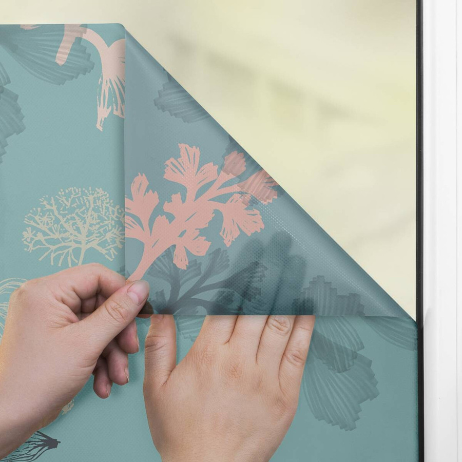 Lichtblick Fensterfolie Aqua Floral selbstklebend, Blau, B: 100 cm, H: 180 cm - Bild 3