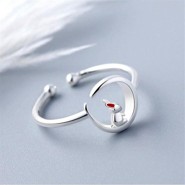 Crooked Moon Ring, 925 Silber, Kaninchen, Damen - Bild 1