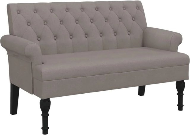 vidaXL Sitzbank mit Rückenlehne in Beige aus Stoff und Gummibaumholz, B/T/H: 120 x 62 x 75,5 cm - Bild 1
