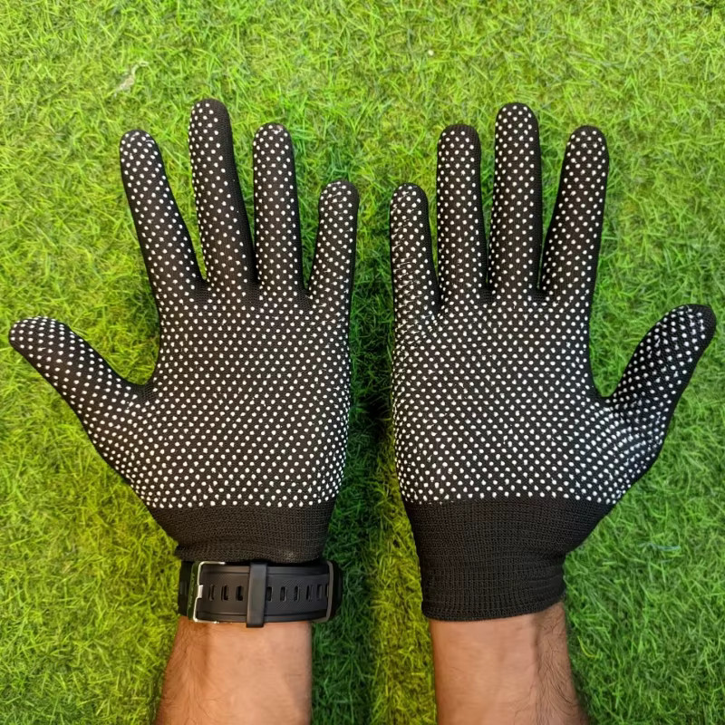 INMAICH Sicherheits-Arbeitshandschuhe aus Nylon in Schwarz mit rutschfesten Punkten für Gartenarbeit, Angeln und Grillen - Bild 5
