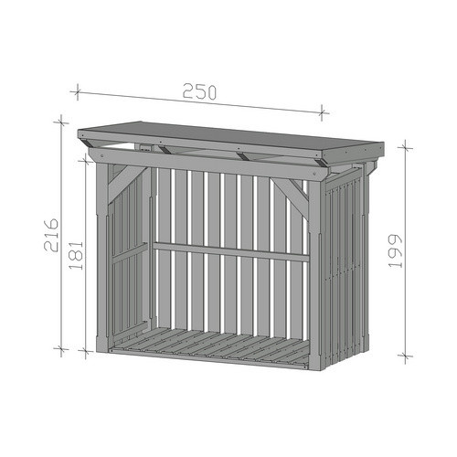 SKANHOLZ Kaminholzunterstand Holm aus Douglasie und Fichte in Anthrazit, B: 250 cm, T: 144 cm, H: 216 cm - Bild 2